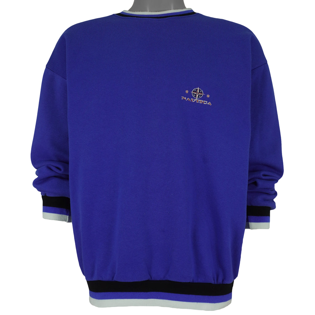 Nautica - Purple Crew Neck Sweatshirt 1990s Medium Vintage Retro