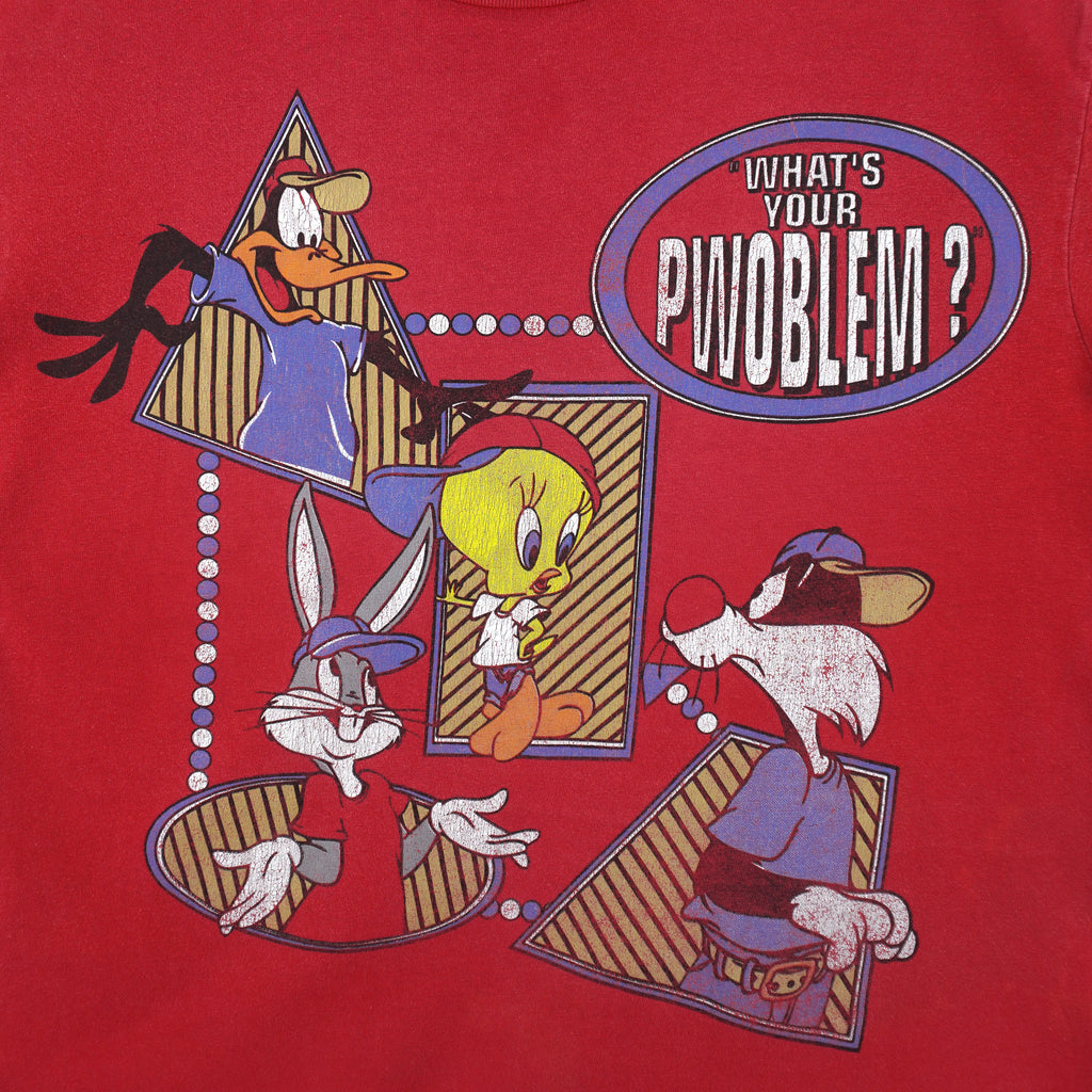 Looney Tunes - What's Your Pwoblem? Spell-Out T-Shirt 1997 Large Vintage Retro