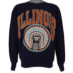 NCAA (Nutmeg) - Illinois Big Logo Crew Neck Sweatshirt 1990s Medium