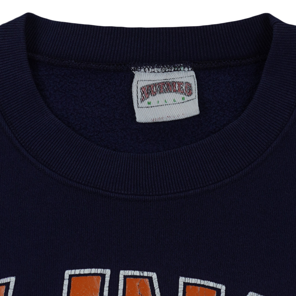 NCAA (Nutmeg) - Illinois Big Logo Crew Neck Sweatshirt 1990s Large Vintage Retro