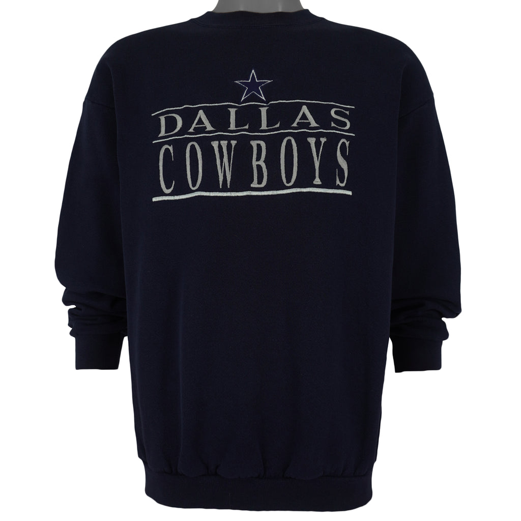 NFL (Logo 7) - Dallas Cowboys Crew Neck Sweatshirt 1990s Large Vintage Retro Football