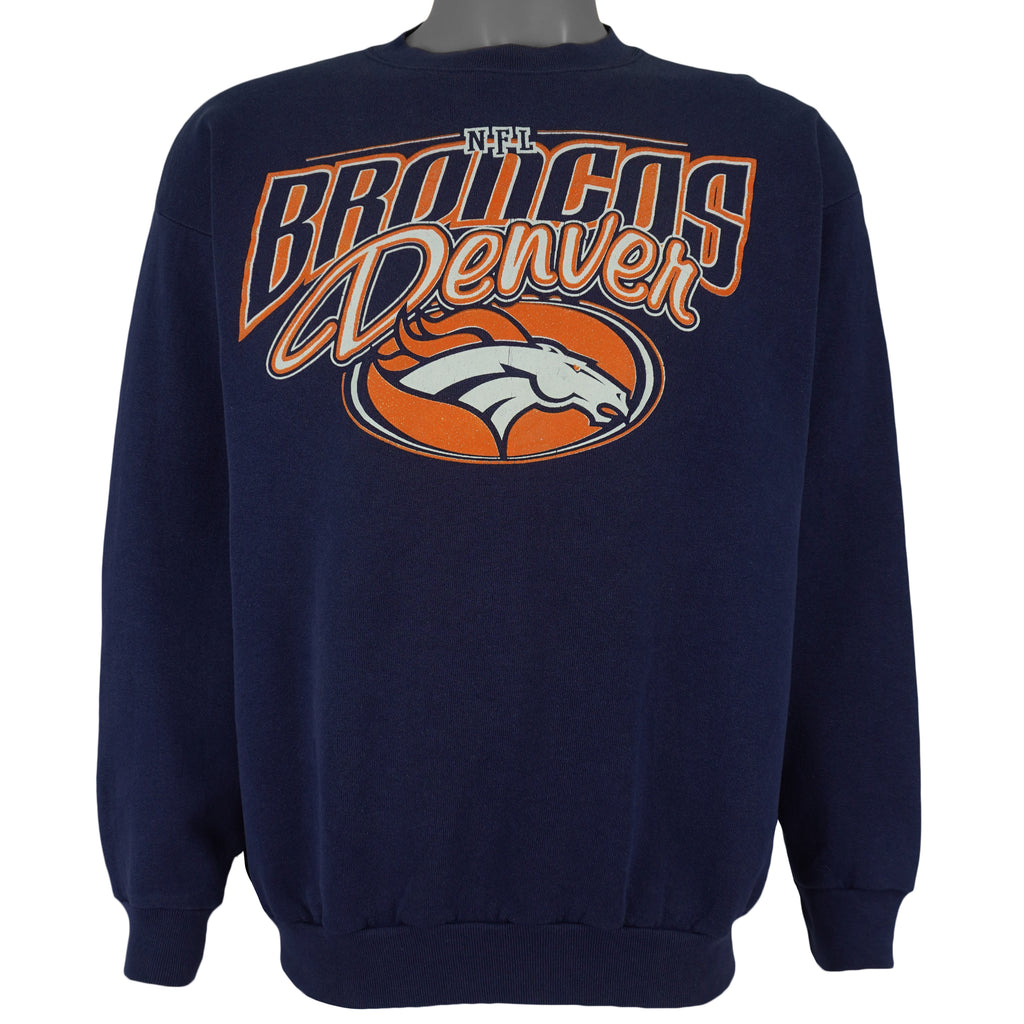 NFL (Logo Athletic) - Denver Broncos Crew Neck Sweatshirt 1990s Large Vintage Retro Football