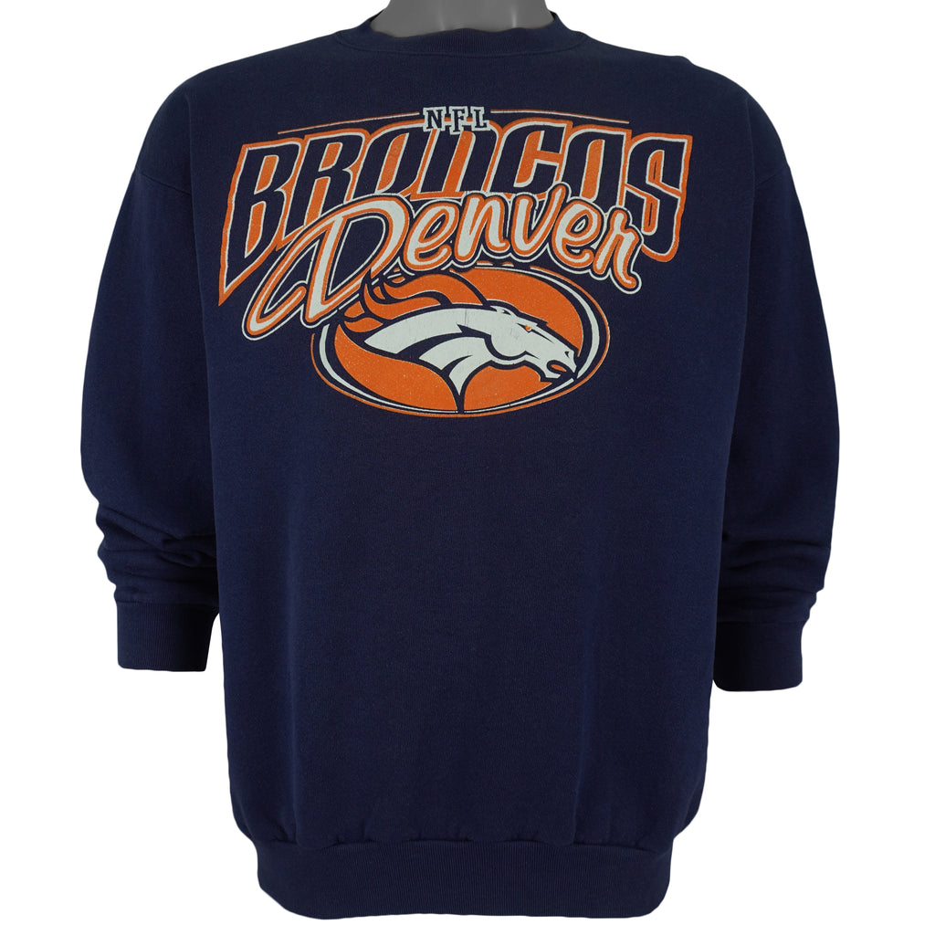 NFL (Logo Athletic) - Denver Broncos Crew Neck Sweatshirt 1990s Large Vintage Retro Football