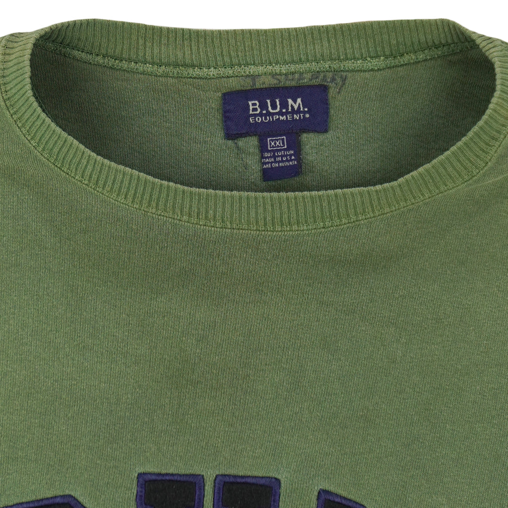 Vintage (B.U.M.) - Green BUM Equipment Crew Neck Sweatshirt 1990s XX-Large Vintage Retro