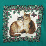 Vintage (Hanes) - Green Cats Crew Neck Sweatshirt 1990s X-Large Vintage Retro