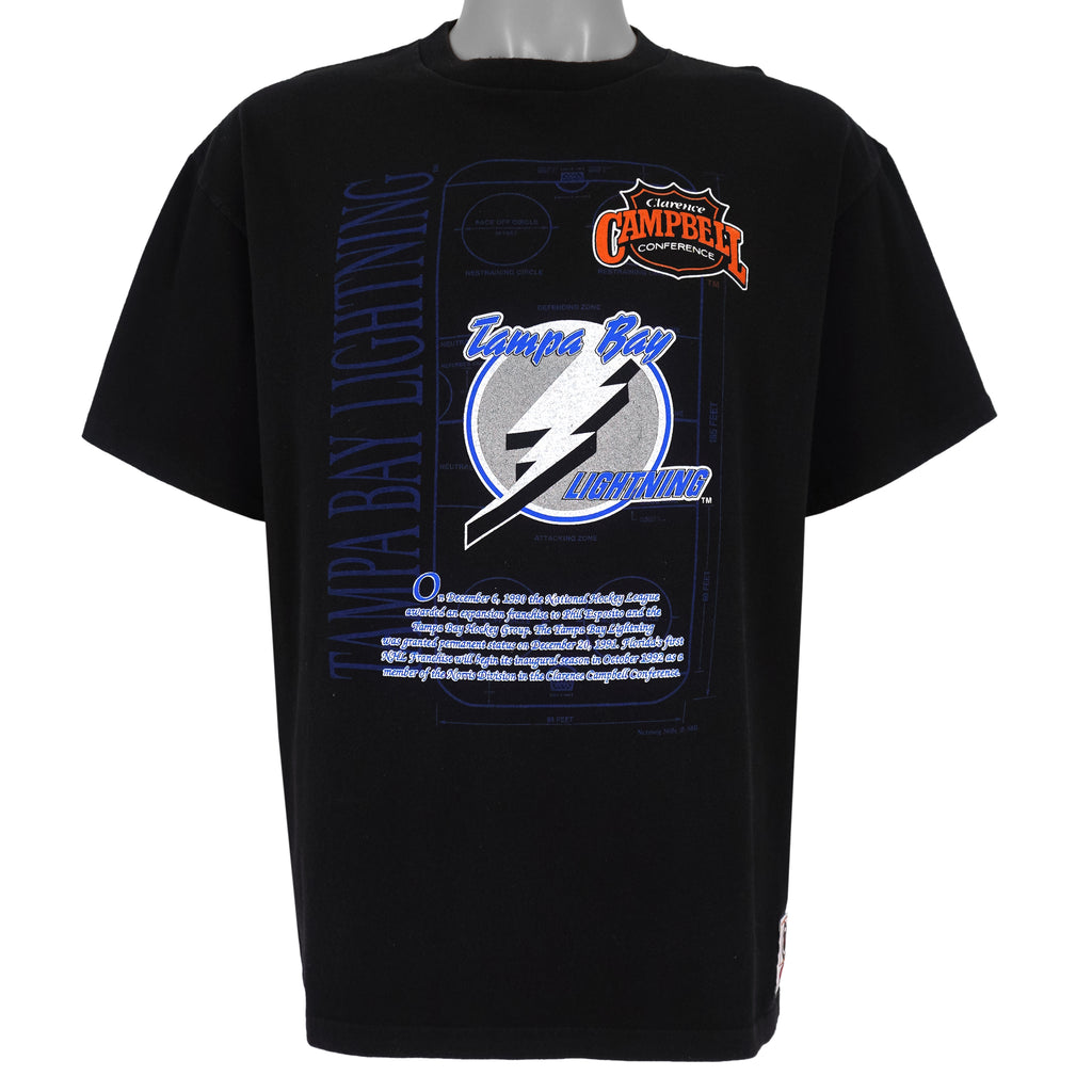 NHL (Nutmeg) - Tampa Bay Lightning Spell-Out T-Shirt 1990s Large Vintage Retro Hockey