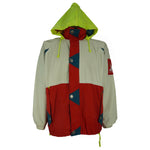 Helly Hansen - Off White, Red & Blue Colorblock Hooded Jacket 1990s Large Vintage Retro