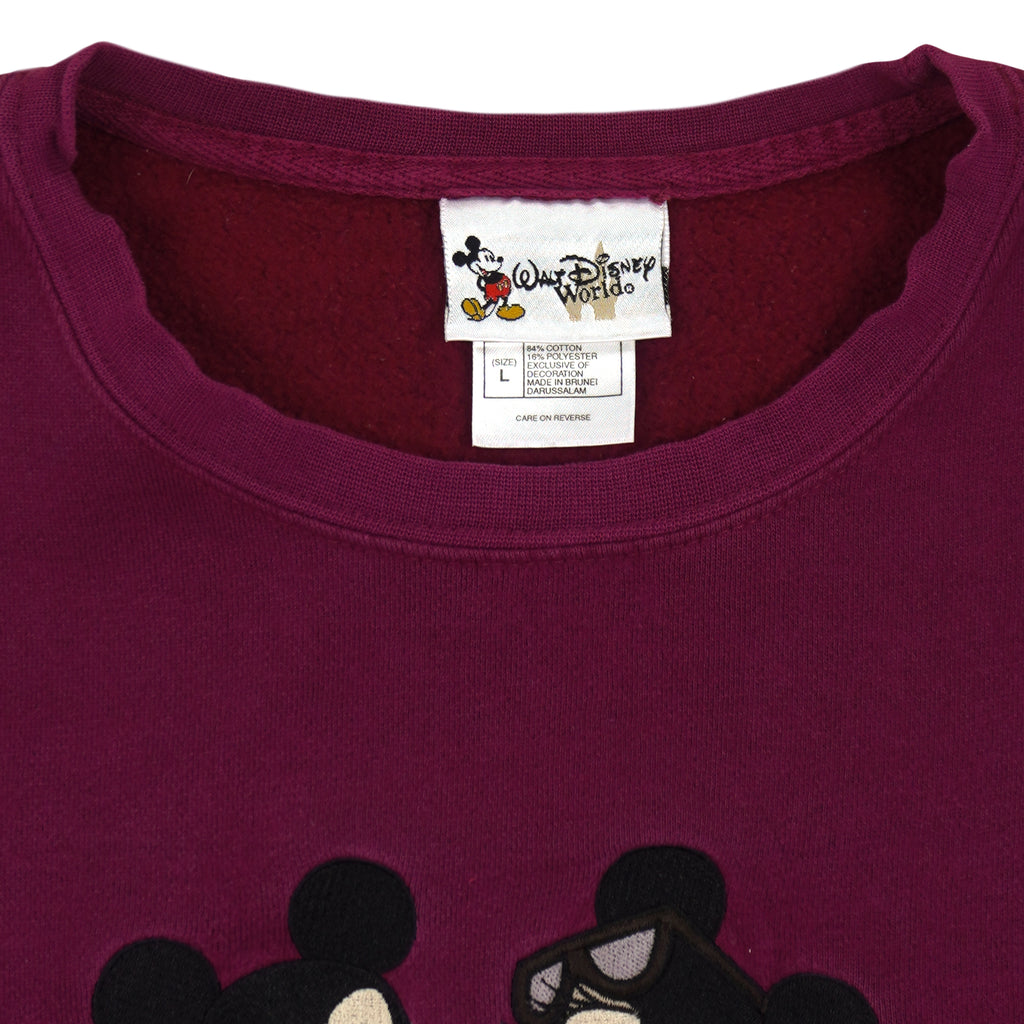 Disney - Mickey & Minnie Embroidered Crew Neck Sweatshirt 1990s Large Vintage Retro