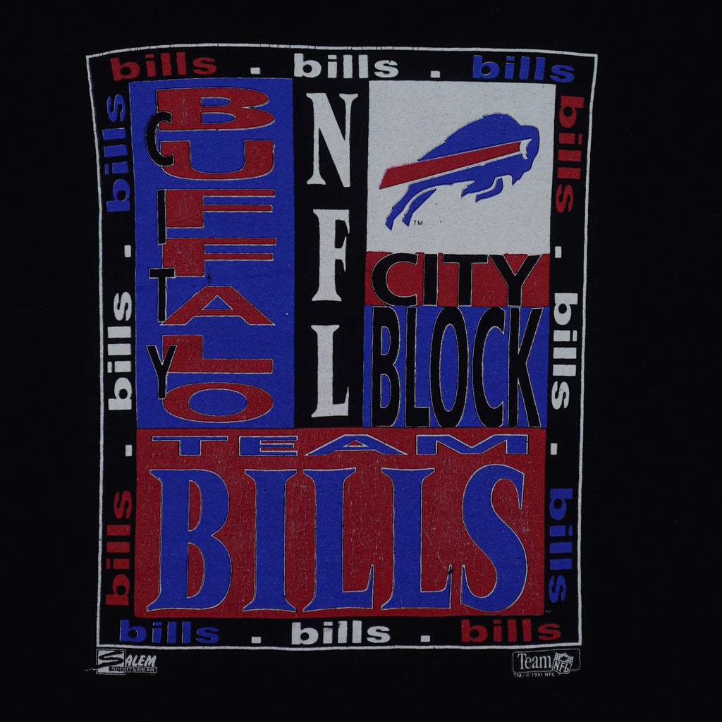 NFL (Salem) - Buffalo Bills City Block T-Shirt 1991 Large Vintage Retro Football