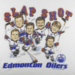 NHL (Screen Star) - Edmonton Oilers, Slap Shot Caricature T-Shirt 1990s Medium Vintage Retro Hockey