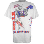 NFL (Salem) - Grey Buffalo Bills, Aerial Assault T-Shirt 1991 Large Vintage Retro Football