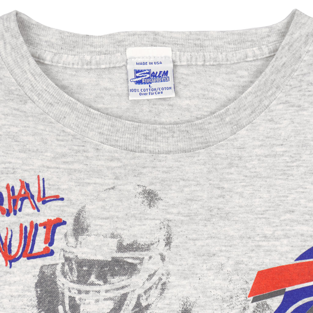 NFL (Salem) - Grey Buffalo Bills, Aerial Assault T-Shirt 1991 Large Vintage Retro Football