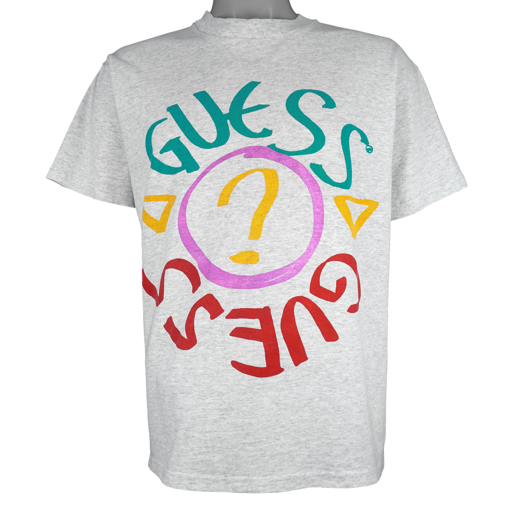 Guess - Grey Guess Single Stitch T-Shirt 1990s Medium Vintage Retro