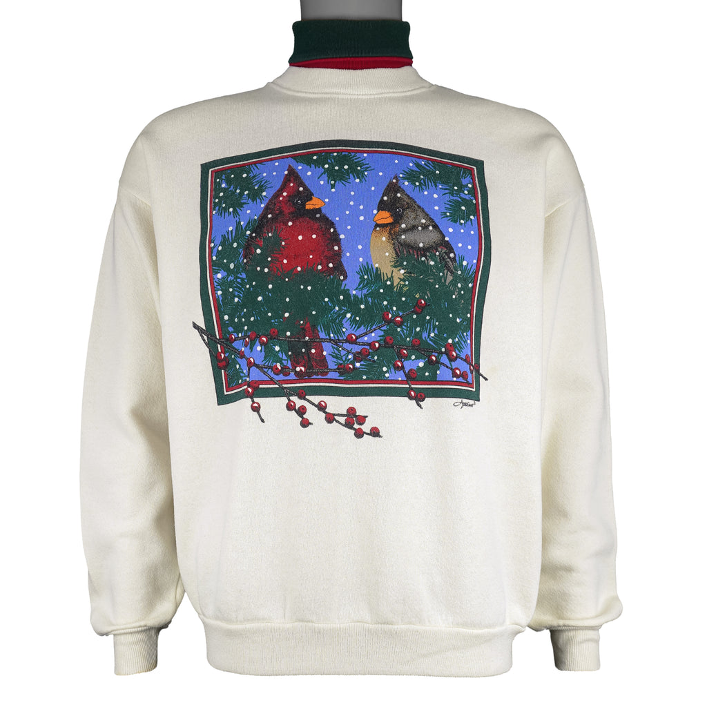 Vintage (Lee) - Cardinals in Winter Scene Turtleneck Sweatshirt 1998 Large vintage retro