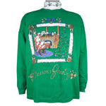 Vintage (Holiday Time) - Santa Claus "Season Greetings" Turtleneck Sweatshirt 1990s Large