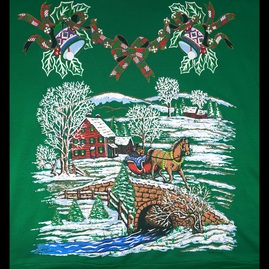 Vintage (Holiday Time) - Winter Woodland Holiday Turtleneck Sweatshirt 1995 X-Large