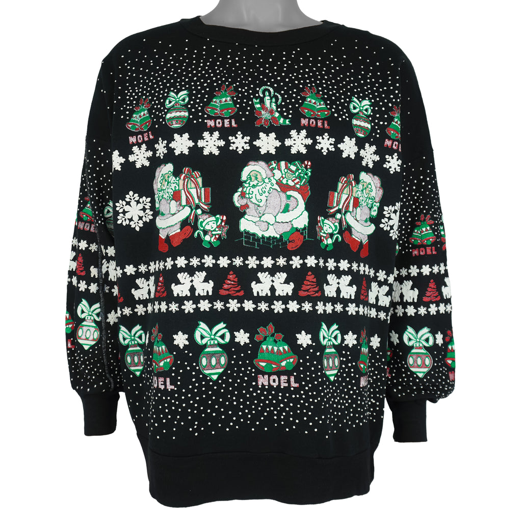 Vintage (Nutcracker) - Santa & Noel Fair Isle Crew Neck Sweatshirt 1990s Large vintage retro