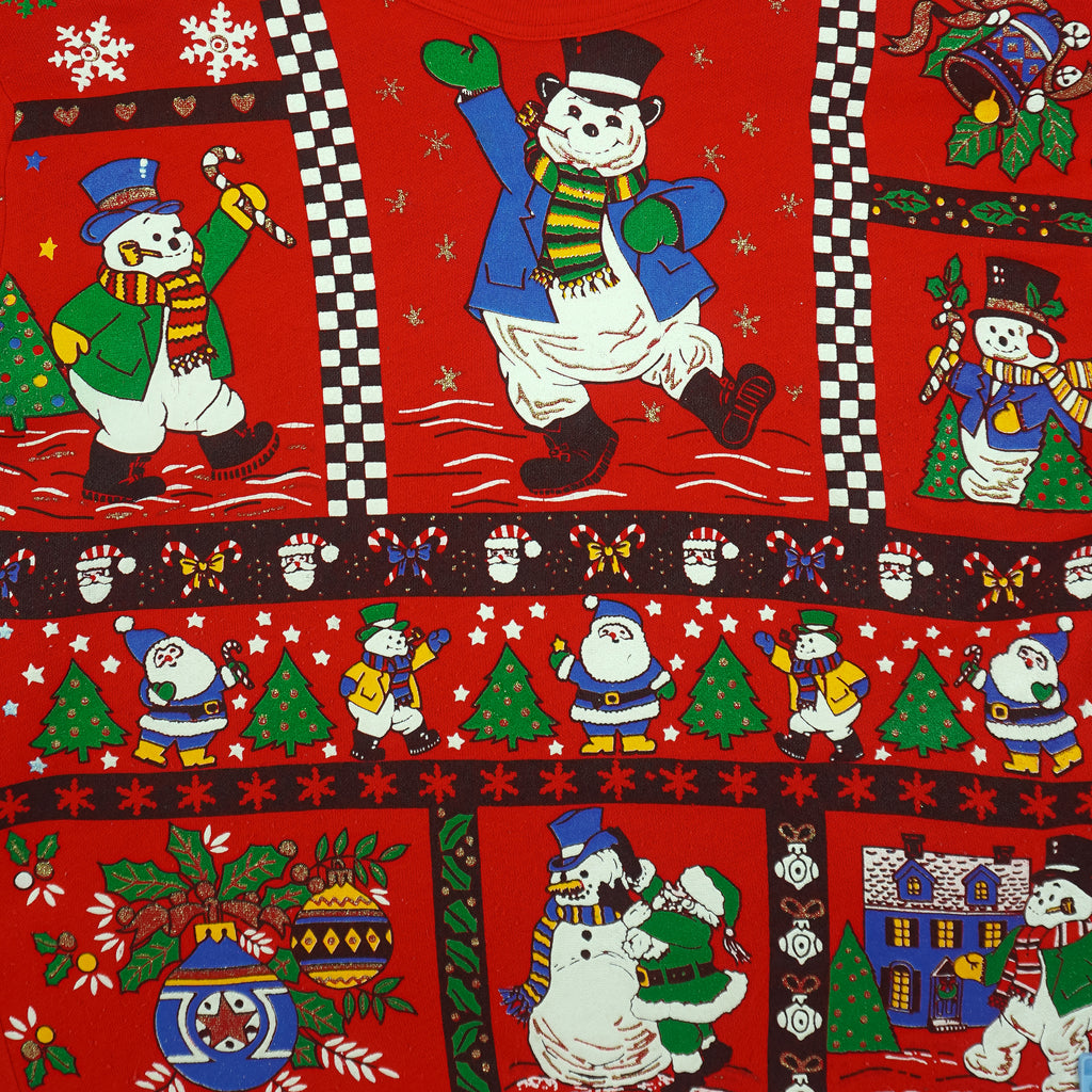 Vintage (Nutcracker) - Snowman Holiday Crew Neck Sweatshirt 1990s Small Vintage retro