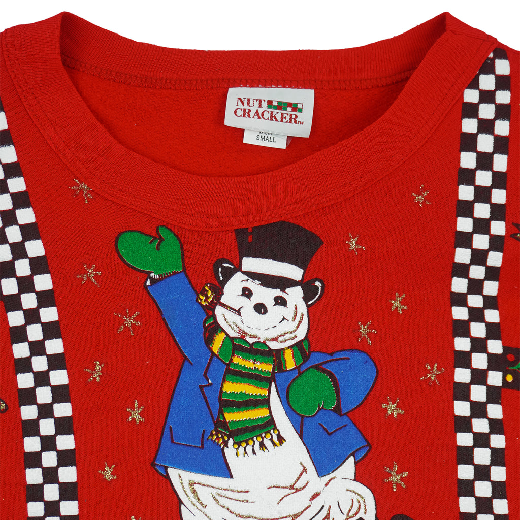 Vintage (Nutcracker) - Snowman Holiday Crew Neck Sweatshirt 1990s Small