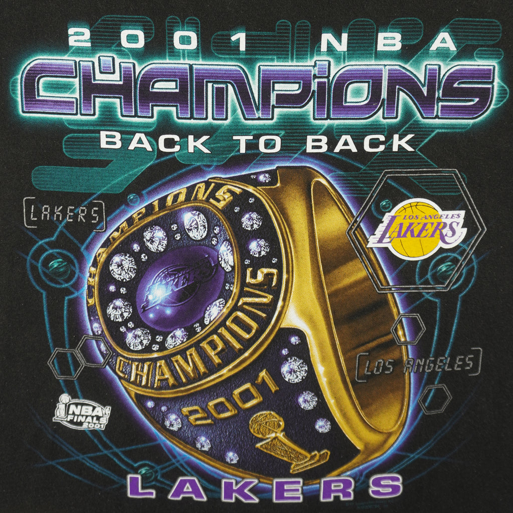 NBA - Los Angeles Lakers Back To Back Champions T-Shirt 2001 Large Vintage Retro Basketball