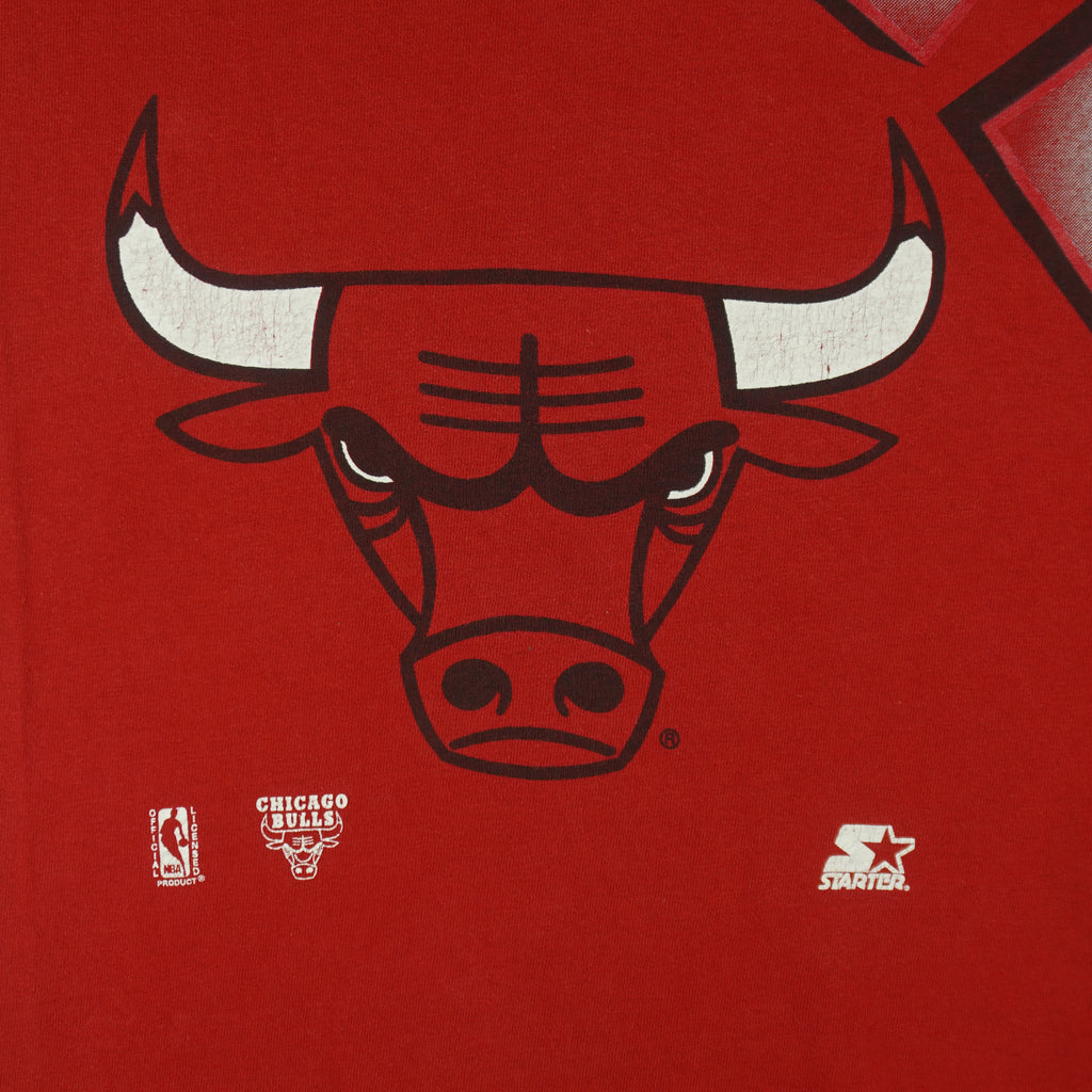 Starter - Red Chicago Bulls All Over Print T-Shirt 1990s X-Large Vintage Retro Basketball