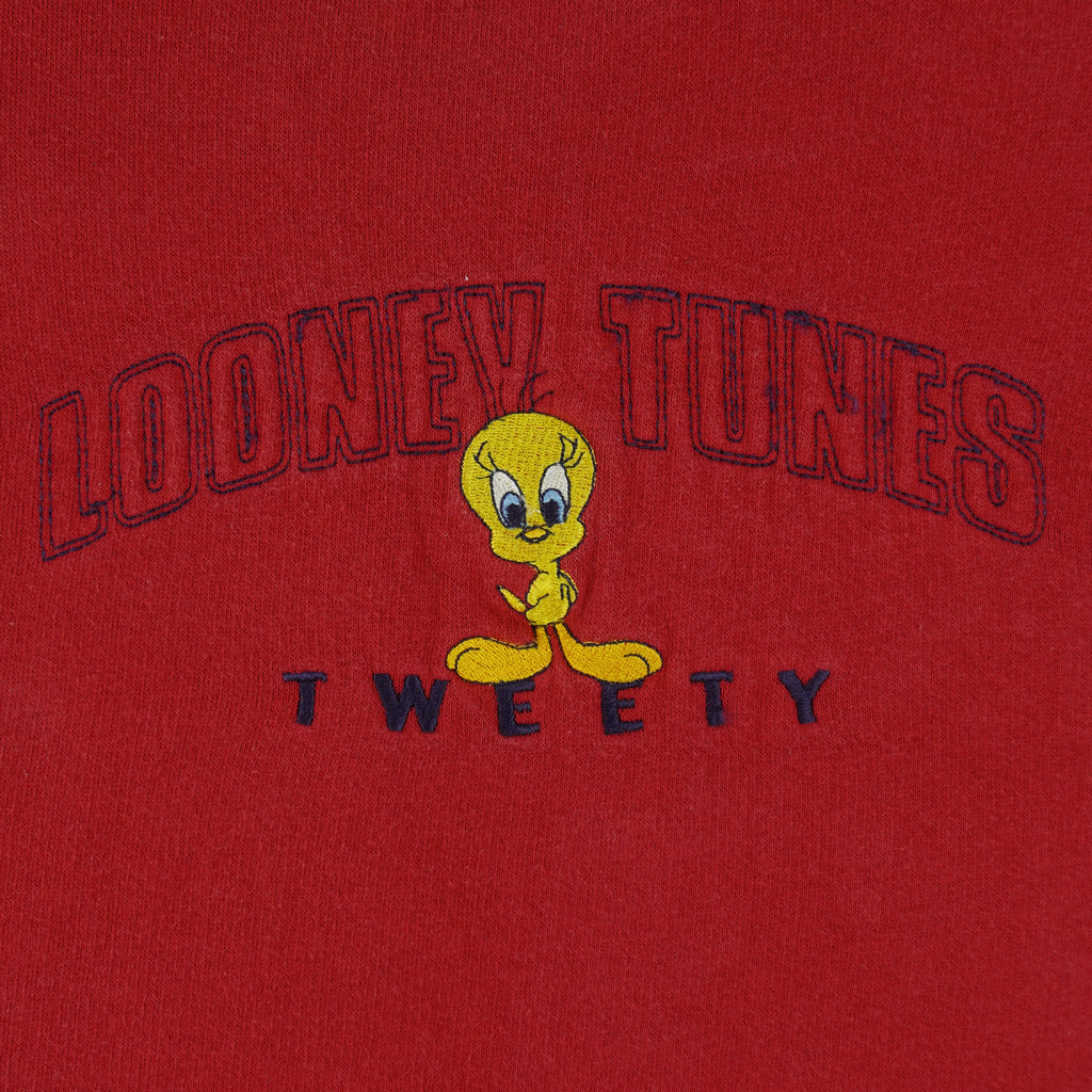 Looney Tunes - Tweety Embroidered Sweatshirt 1990s Medium Vintage Retro