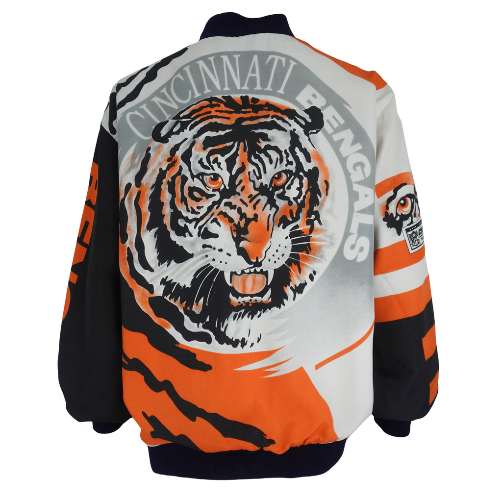 NFL (Campri) - Cincinnati Bengals All Over Print Varsity Jacket 1990s Large Vintage Retro Football