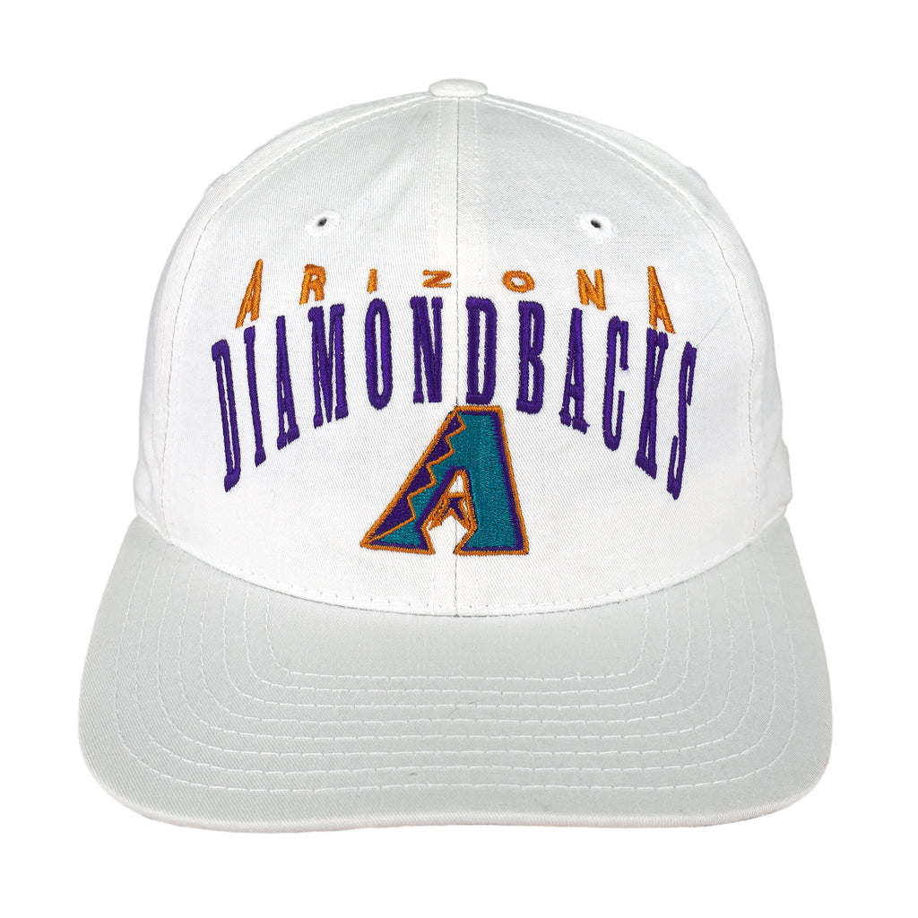 MLB - White Arizona Diamondbacks Snapback Hat 1990s OSFA Vintage Retro Baseball