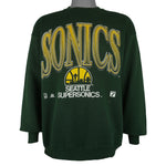 NBA (Logo 7) - Seattle Super Sonics Crew Neck Sweatshirt 1990s X-Large