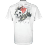 Vintage (Coed Sportswear) - It's All About Soccer Spell-Out T-Shirt 1990s Medium