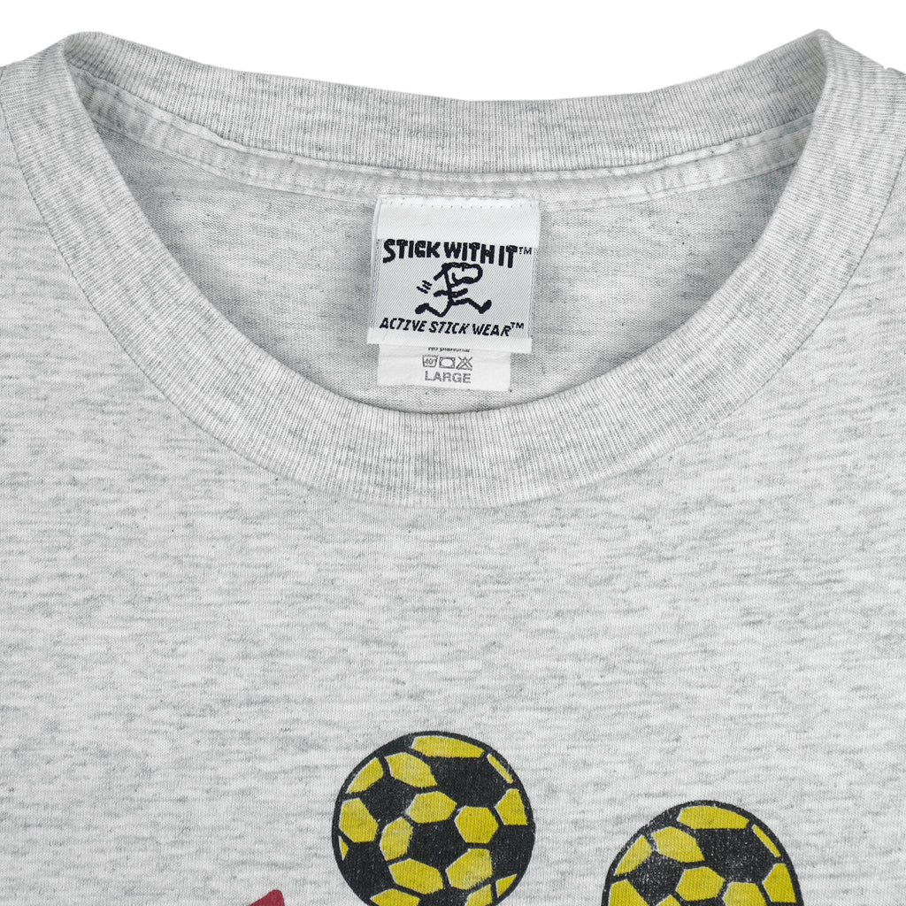 Vintage (Active Stick Wear) - Soccer Is Life Spell-Out T-Shirt 1990s Large Vintage Retro