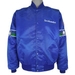 Starter (Pro Line) - Seattle Seahawks Button Up Satin Jacket 1980s Large Vintage Retro Football