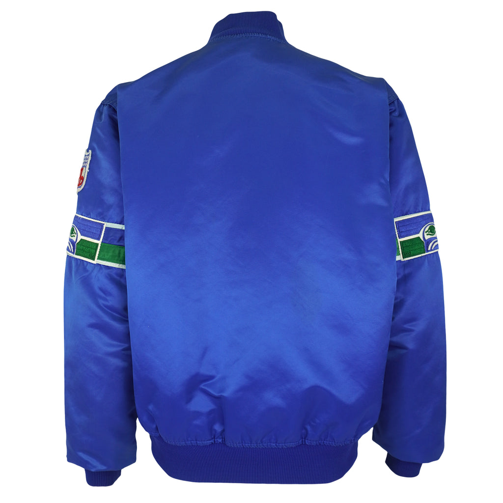 Starter (Pro Line) - Seattle Seahawks Button Up Satin Jacket 1980s Large Vintage Retro Football