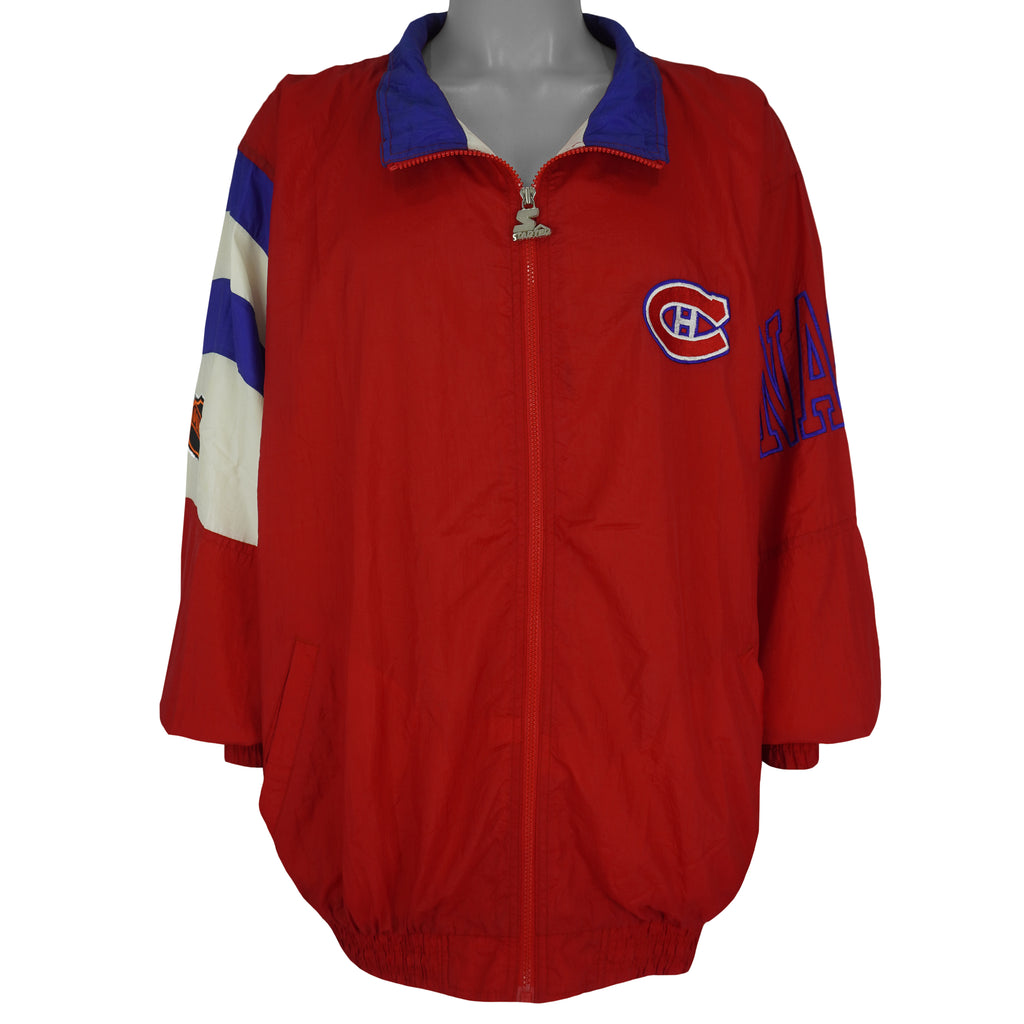 Starter - Red Montreal Canadiens Embroidered Windbreaker 1990s XX-Large Vintage Retro Hockey