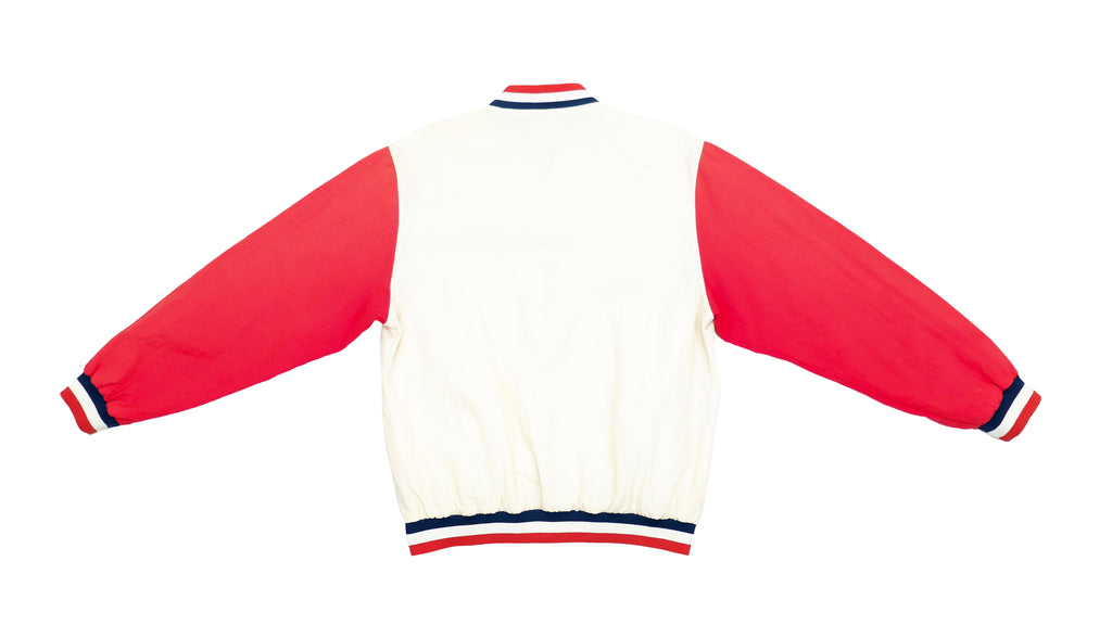 Adidas - White & Red Button Up Baseball Jacket 1990s Medium Vintage Retro