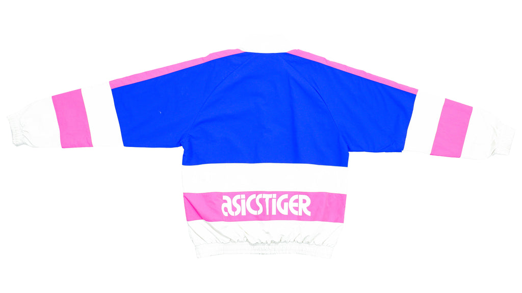 Asics - Blue, White & Pink Colorblock Windbreaker 1990s Medium Vintage Retro