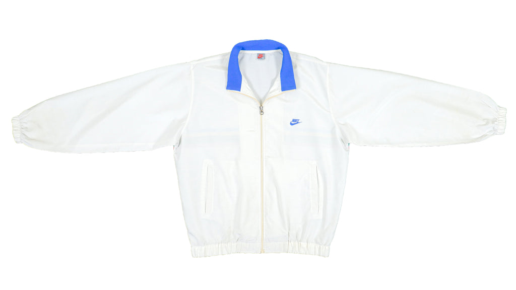 Nike - White Spell-Out Bomber Windbreaker 1990s Large Vintage Retro