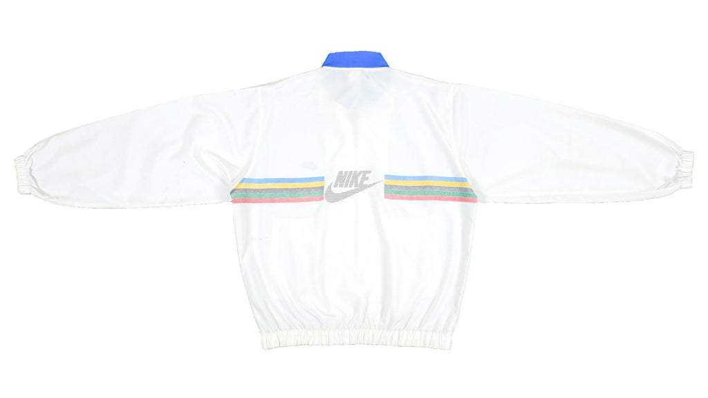 Nike - White Spell-Out Bomber Windbreaker 1990s Large Vintage Retro