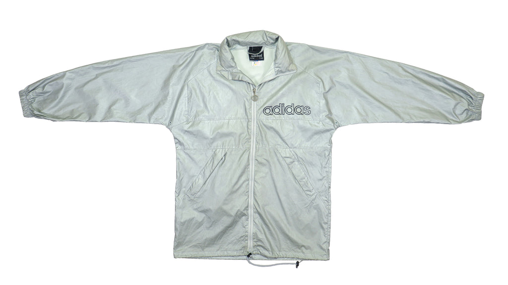 Adidas - Silver Big Logo Windbreaker 1990s Medium