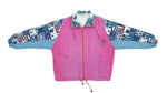 Adidas - Pink with Blue Patterned Windbreaker 1990s Large