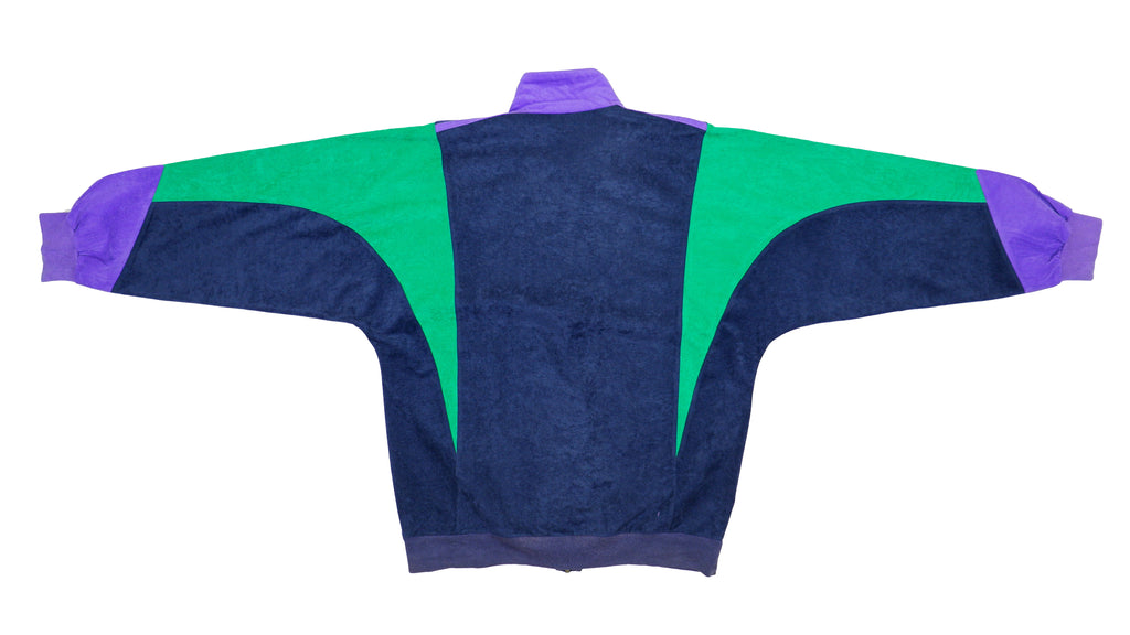 Adidas -  Blue & Green Suede Track Jacket 1990s Large Vintage Retro