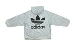 Adidas - Silver Big Logo Hooded Windbreaker 1990s Large Vintage Retro