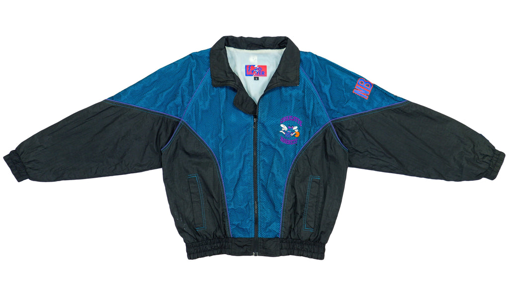 NBA (Pro Player) - Charlotte Hornets Spell-Out Mesh Bomber 1990s Large Vintage Retro Basketball