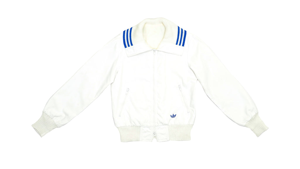 Adidas - White with Blue Warm Jacket 1990s Small Vintage Retro