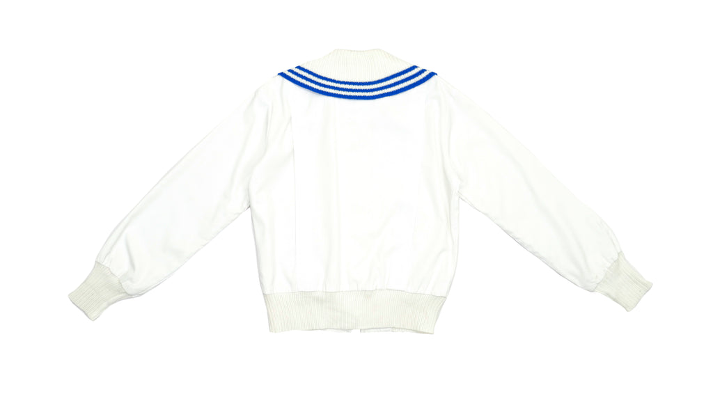 Adidas - White with Blue Warm Jacket 1990s Small Vintage Retro