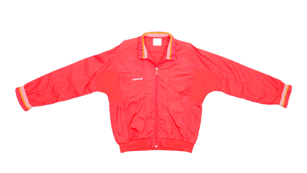 Adidas - Red Zip Up Windbreaker 1990s Medium Vintage Retro