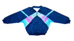 Adidas - Blue with Green Colorblock Bomber Jacket 1990s X-Large