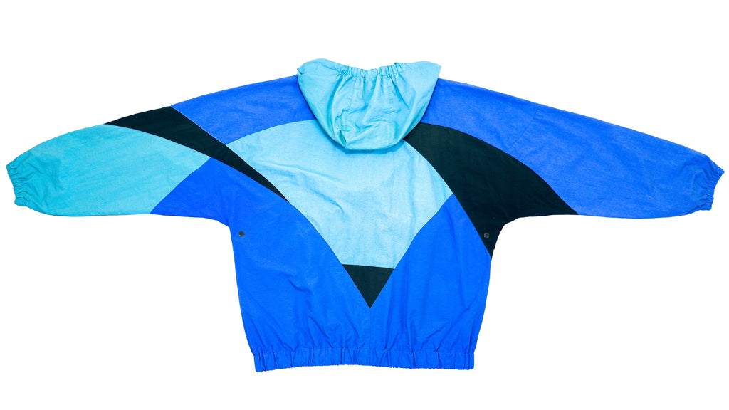 Adidas - Blue Colorway Hooded Windbreaker 1990s X-Large Vintage Retro