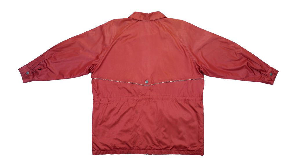 Burberry - Red Harrington Long Jacket Large Vintage Retro