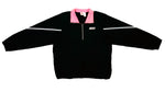 Nike - Black with Pink Stripes 1/4 Zip Windbreaker 1980s X-Large